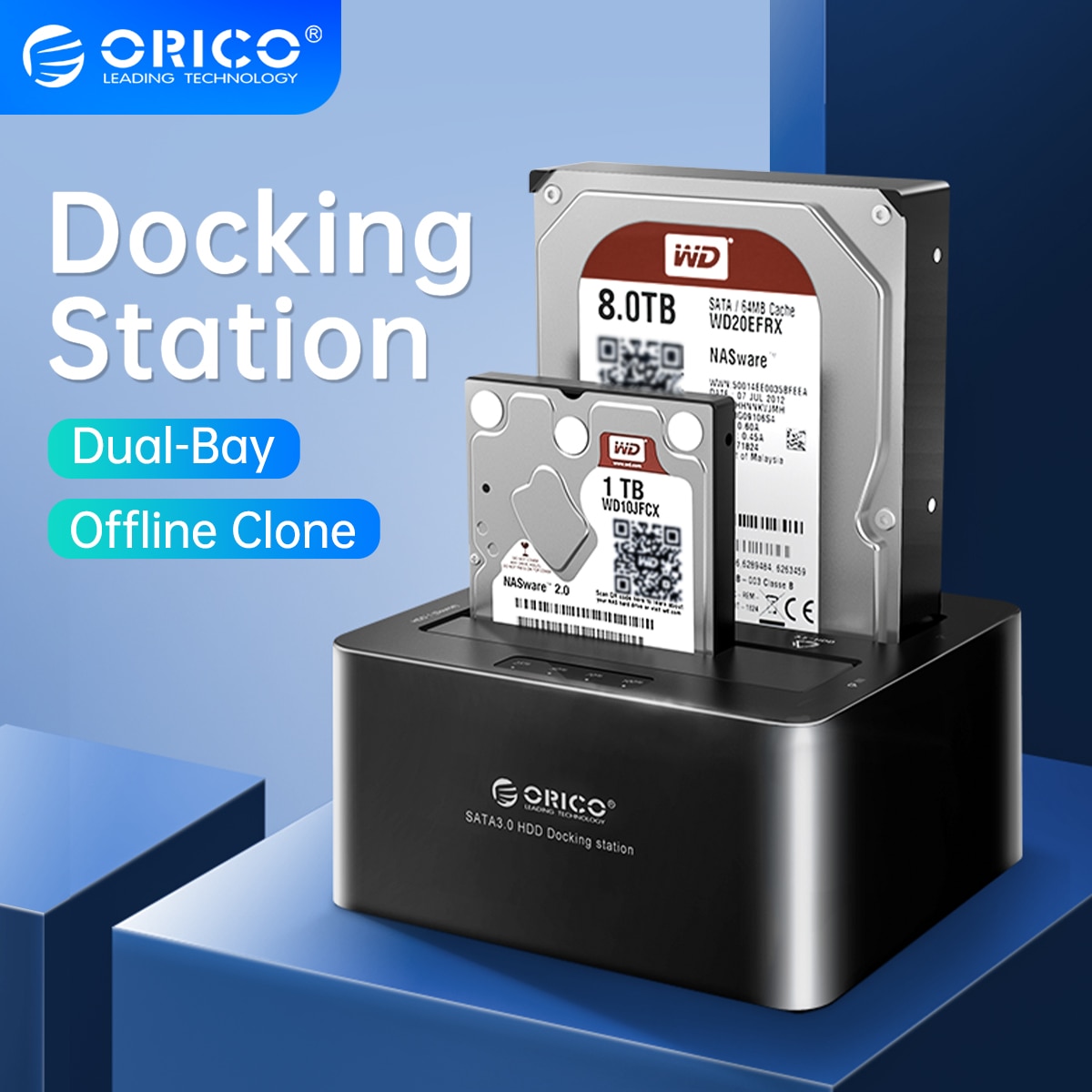 Orico ổ cứng đa năng sata sang usb 3.0 trạm nối với bản sao ngoại tuyến 2 bay trạm sạc hdd trạm nối cho ổ cứng ssd 2.5/3.5 inch
