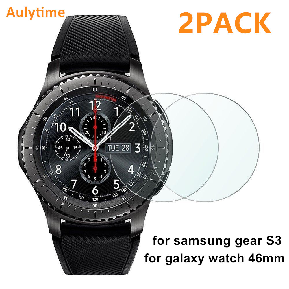 Aulytime 2 Miếng Kính Cường Lực Bảo Vệ Màn Hình, Tương Thích Với Đồng Hồ Samsung Gear S3 Classic/Frontier/ Galaxy Đồng Hồ Thông Minh 46Mm (Không Có Đồng Hồ)