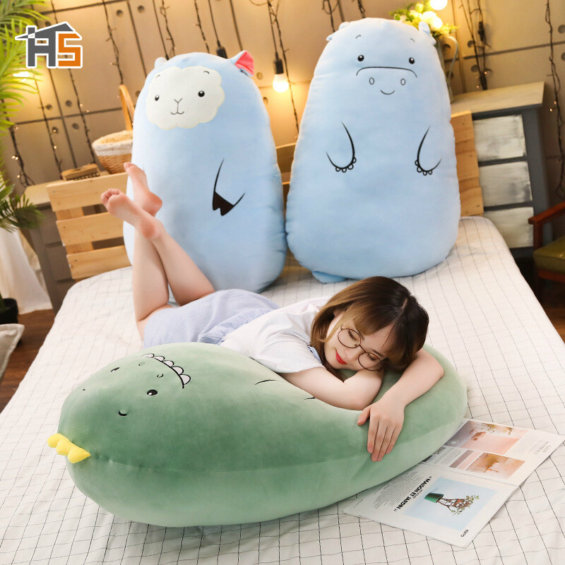 Hangdiangối ngủ hình động vật hoạt hình đệm đồ chơi nhồi bông búp bê khủng long búp bê