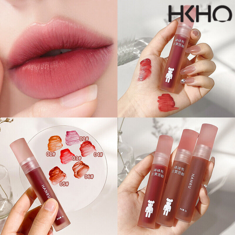 HKHO Water Mist Lip Glaze Matte Lipstick Long Lasting Lip Gloss Non-stick Cup