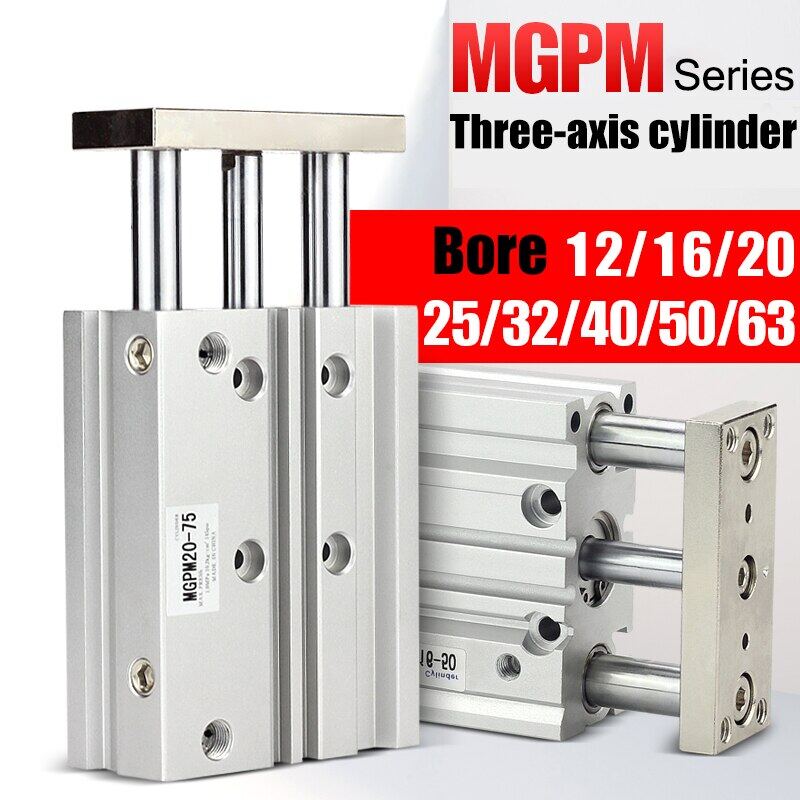 Mgpm SMC kích thước nhỏ gọn hướng dẫn xi lanh khoan 12 16 20 25 32 40 50
