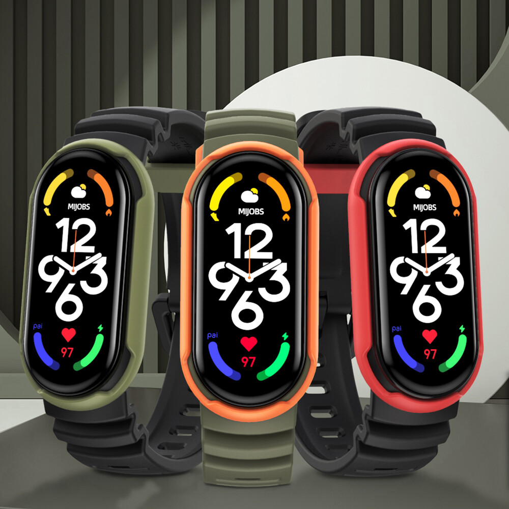 Dây Đeo Cho Mi Band 7 6 5 Silicone Vòng Đeo Tay Cho Ban Nhạc Mi 6 5 Dây Đeo Nam Thoáng Khí Cho Nữ Dây Đồng Hồ Bằng Cao Su GS Hai Màu Dây Đeo Silicon Thể Thao