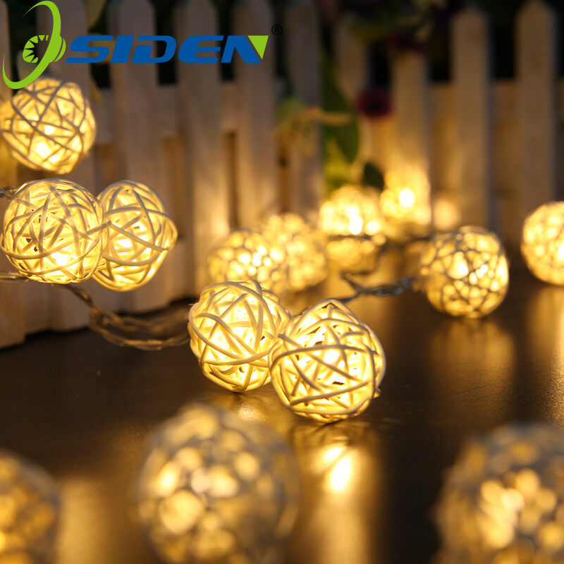 Đèn Cổ Tích Đèn Mây, Bóng Đèn Sepak Takraw Thái Lan Màu Trắng Ấm 5M/16ft 20 Bóng Đèn Đèn LED Dây Đèn Lồng Takraw Vòng Hoa Đèn Ngủ Trang Trí Cho Ngày Lễ Giáng Sinh Năm Mới