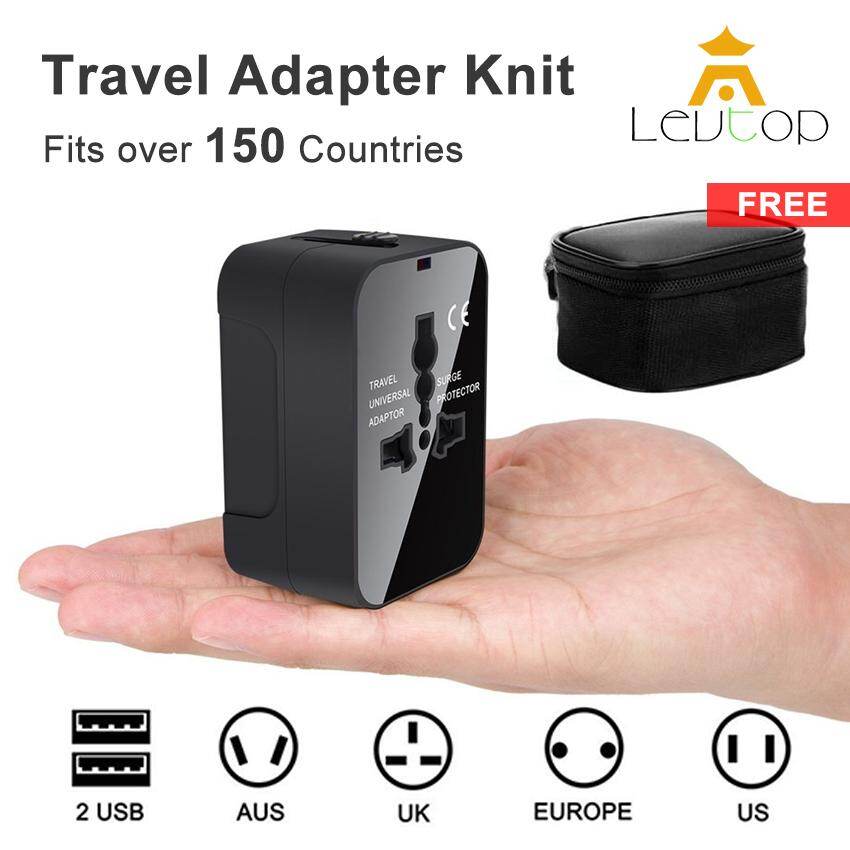 Levtopổ cắm điện đa năng du lịch có 3 cổng sạc 2 usb multi-outlets travel adapter, all in one international universal wall power travel adapter with 2 usb charging ports uk/usa/eu/aus worldwide