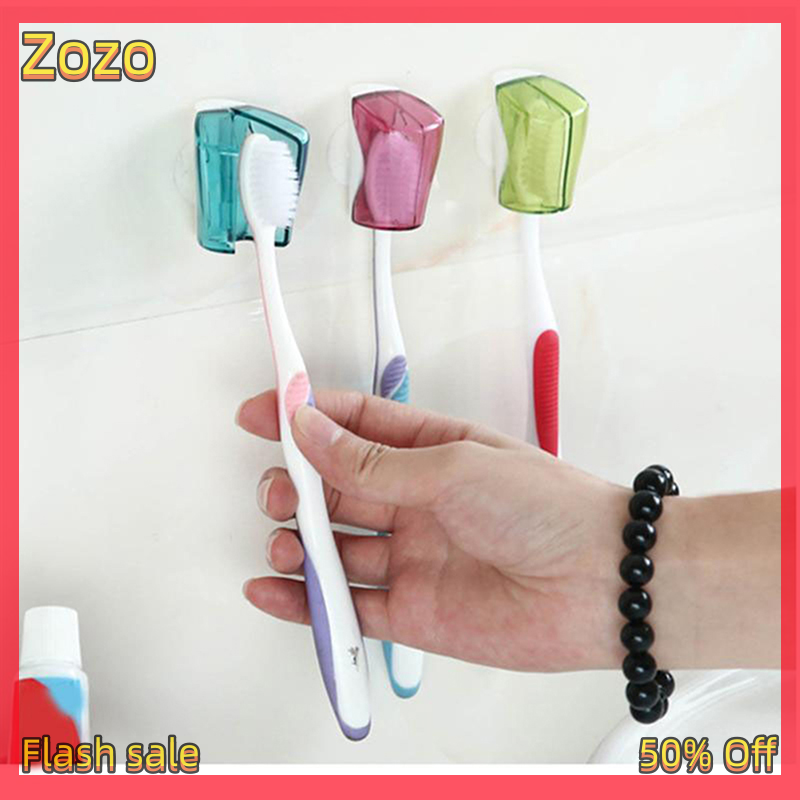 Zozo Ready Stock 3pcs Toothbrush Holder Dustproof Wallmount Suction Cup