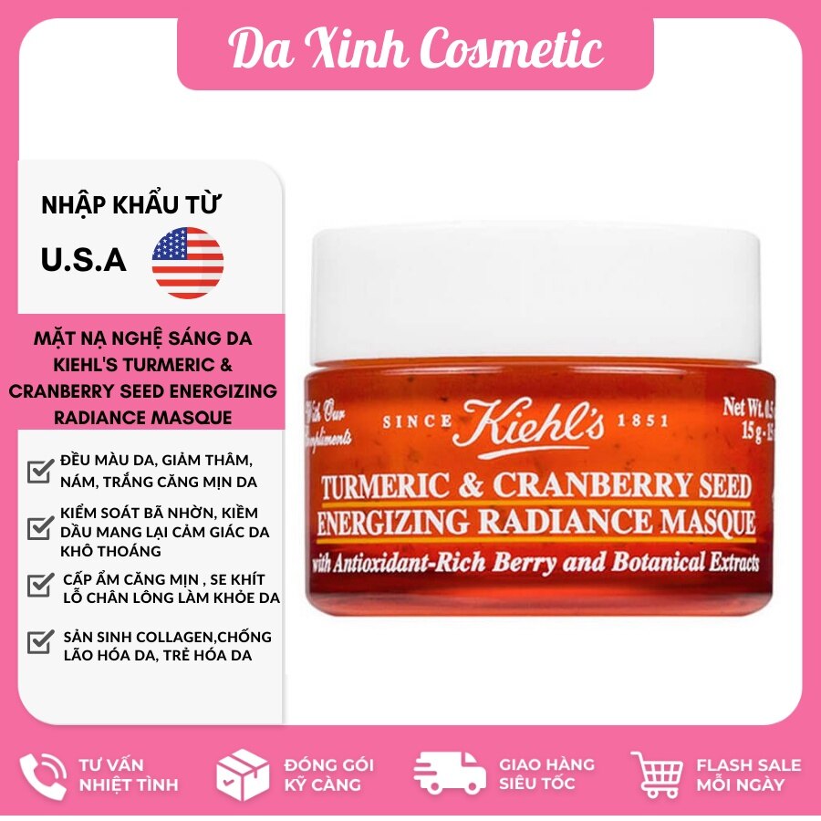 Mặt nạ nghệ sáng da Kiehl's Turmeric & Cranberry Seed Energizing Radiance Masque