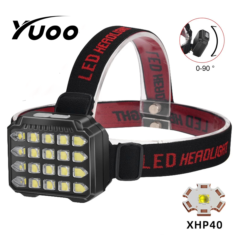 Yuoo 20LED 10000LM LED Headlamp Rechargeable Headlight Head Flashlight Camping Torch Light Lamp With USB