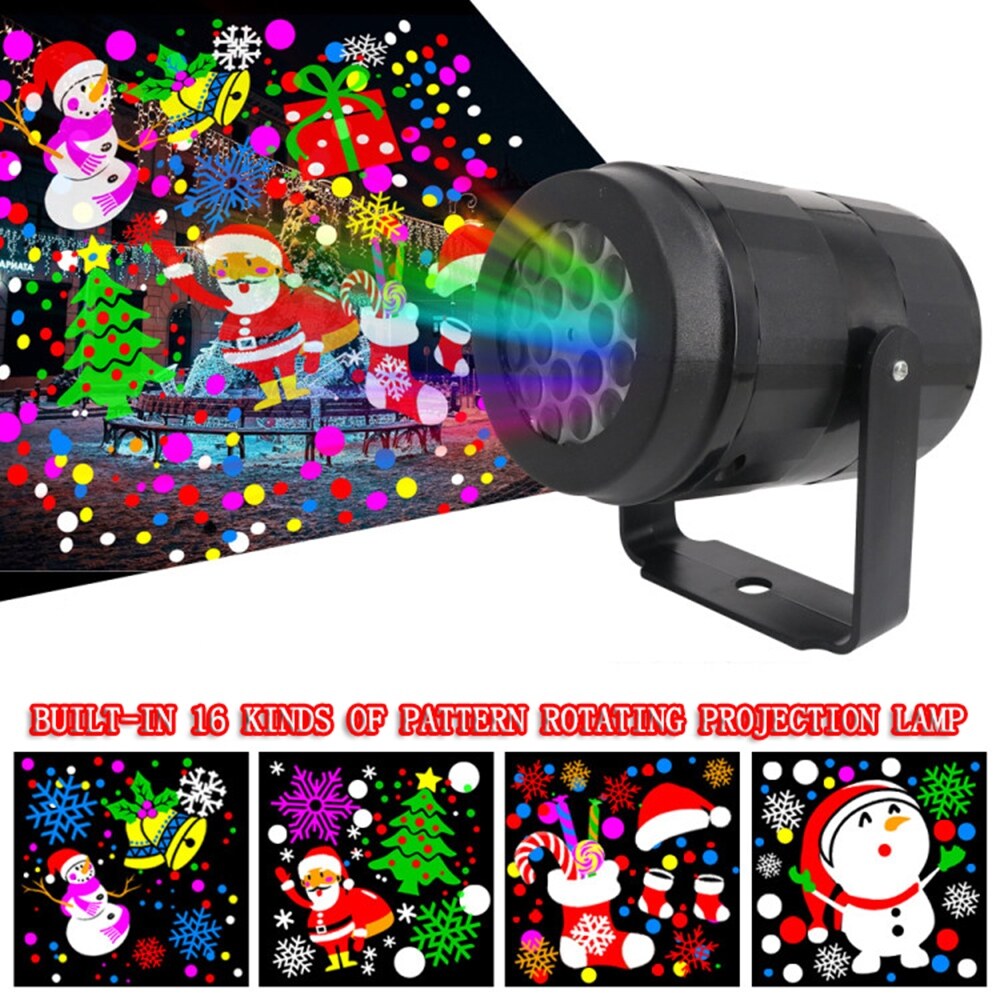 hot 16 Pattern Led Christmas Laser Projector Light Snowflake Projection