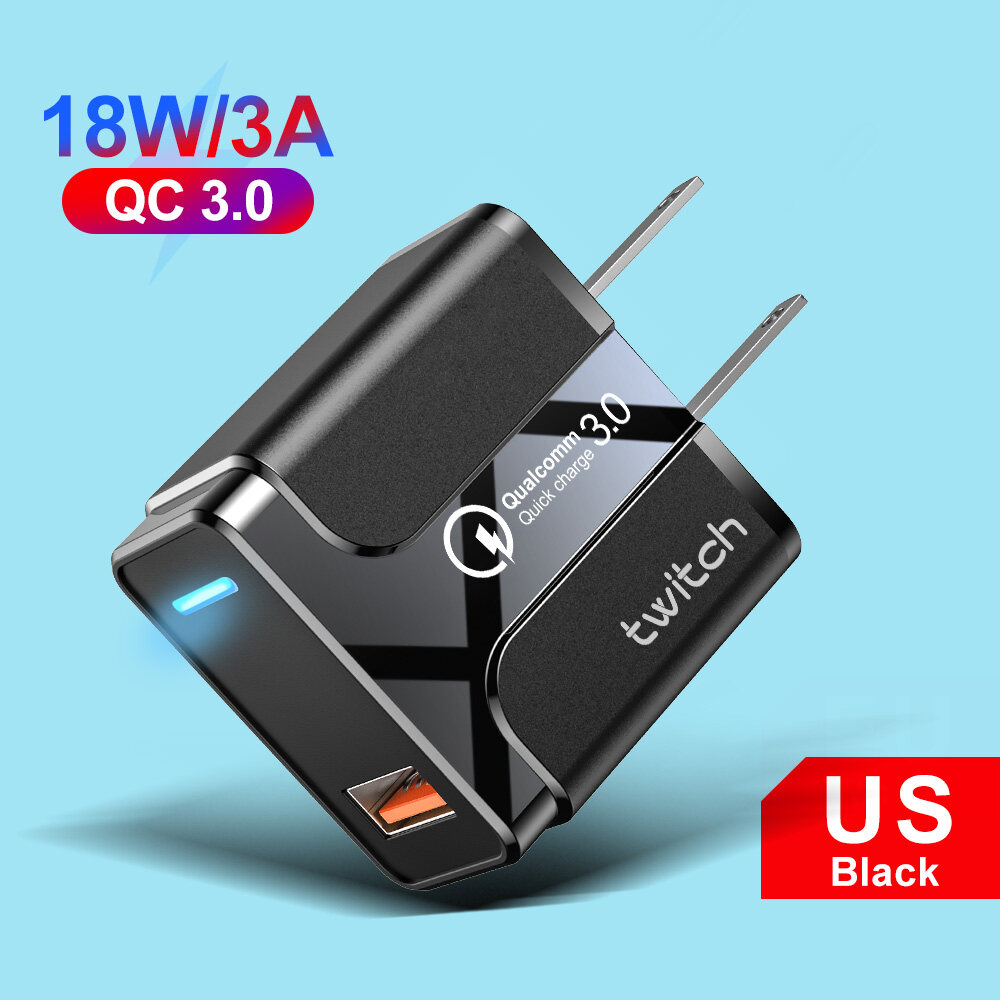 Twitch 18W USB 4.0 QC 3.0 PD ที่ชาร์จความเร็วสูง US/EU/UK ปลั๊กอะแดปเตอร์ Supercharger สำหรับ Apple / Huawei / Xiaomi/Oppo / Vivo/Samsung