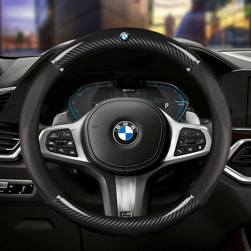 Bọc vô lăng bằng da sợi carbon 38cm cho bmw e46 e60 e90 e30 e92 e93 f30 f10 e36 e39 f15 f16 e85 e86 e34 e38 e53 x5 x3 m3 m5