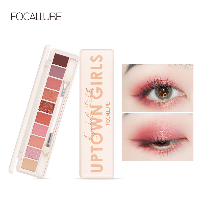Focallure bảng phấn mắt 10 màu kèm cọ hai đầu & gương