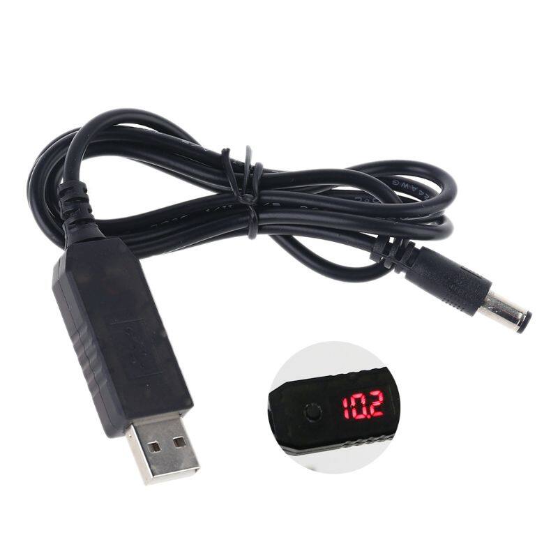 Dây Cáp Tăng Áp QC 3.0 USB Sang 5V-12V Có Thể Điều Chỉnh Tăng Điện Áp 5.5X2.1Mm Dây LED Cho Bộ Định Tuyến WiFi Thiết Bị 12V