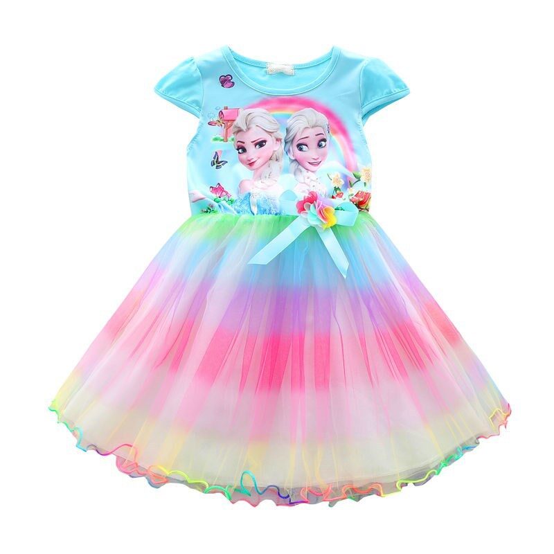 Váy Anna Elsa Mới, Váy Công Chúa Cầu Vồng, Trẻ Em Công Chúa Bên Trang Phục Váy Hóa Trang Nữ Hoàng Tuyết Tưởng Tượng Cho Bé Gái
