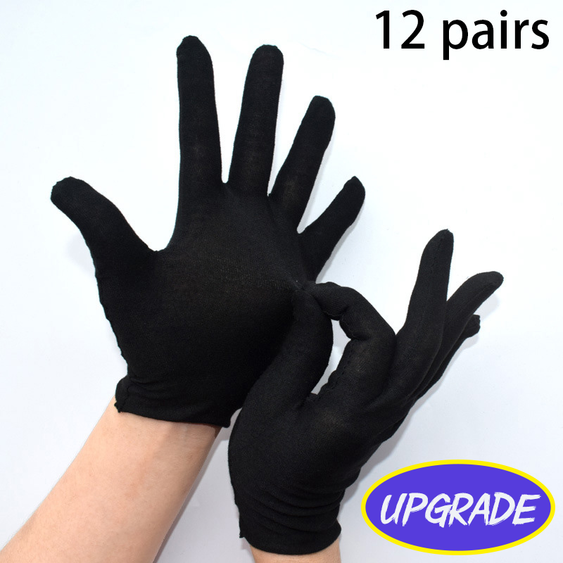 Găng tay màu đen mềm lớn khô giữ ẩm thoải mái chất lượng cao cotton làm việc ngoài trời 12 cặp thực tế