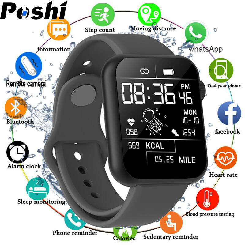 POSHI Original Smart Watch Men Heart Rate Monitor Fitness Tracker Blood Pressure Smartwatch Women Sport Waterproof Wristwatch For Men Man jam tangan lelaki