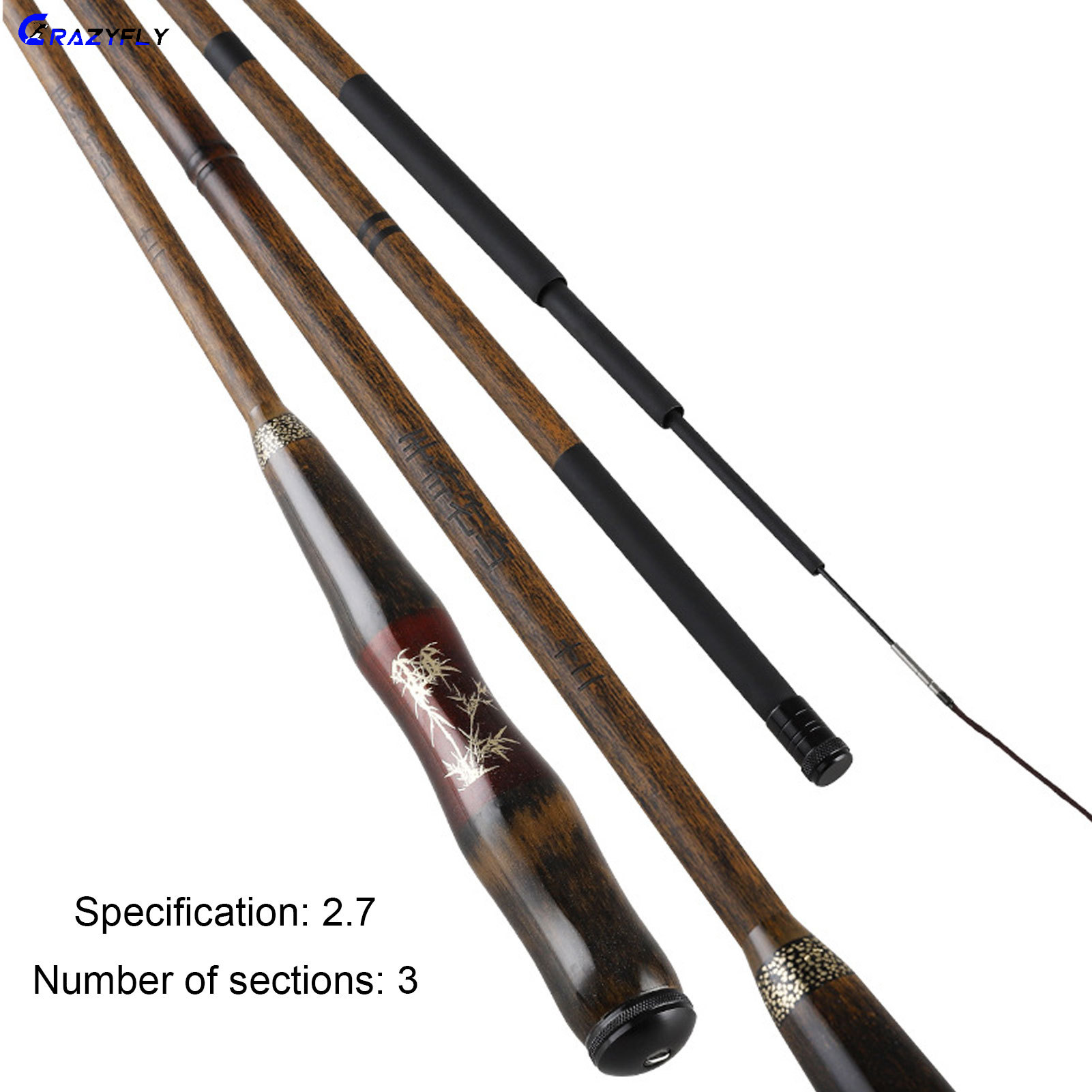 Crazyfly cần câu cá carbon cao cần câu cá chép crucian cần câu cá siêu nhẹ siêu mịn 28 tông cần câu suối cho nước ngọt 2.7m-6.3m