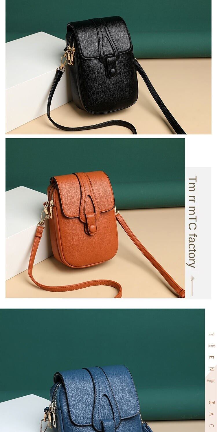 Authentic leather tactile feel women's bag mobile phone bag 2021 new women's shoulder bag fashion all-match middle-aged mom bag fashion