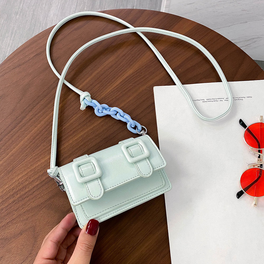 Túi xách đeo chéo mini bằng da PU màu kẹo ngọt thường ngày cho nữ