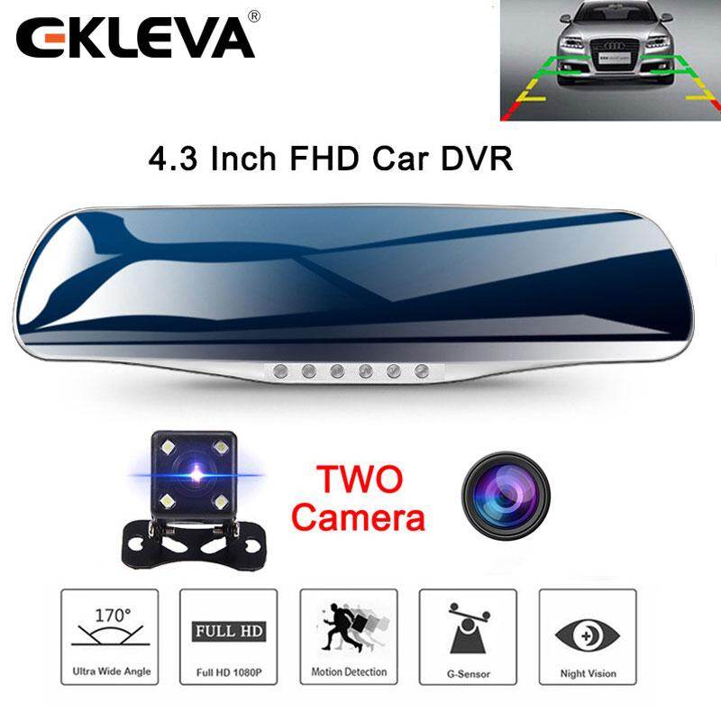 EKLEVA Ô Tô Xe Hơi ĐẦU GHI HÌNH Camera Quan Sát Ban Đêm 5 Đèn LED Dash Cam Chiếu Hậu ĐẦU GHI HÌNH Camera Kép Ghi hình hệ thống Full HD 1080 P Chuyển Động Phát Hiện Đậu Xe Vòng Điều Khiển Ghi Bạc