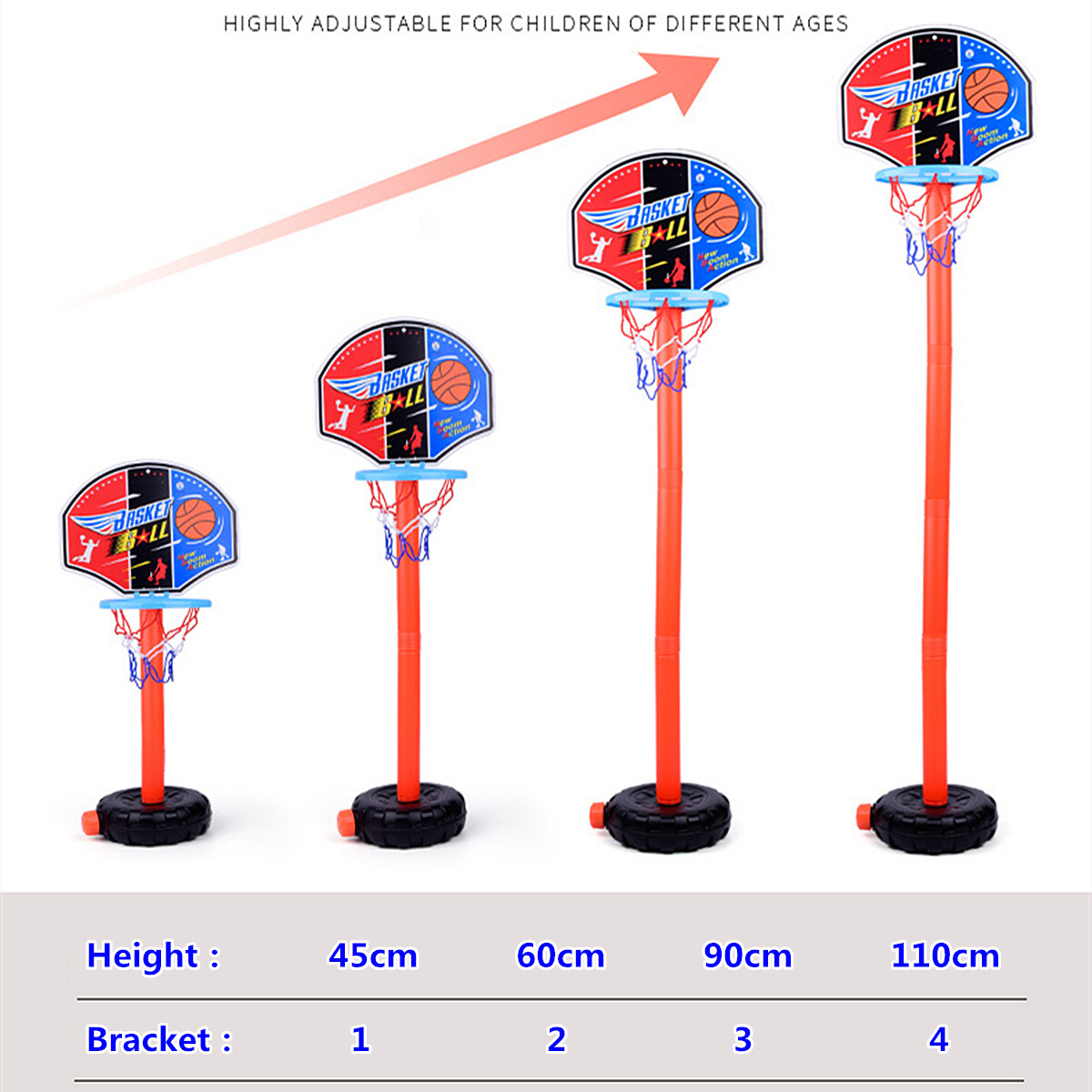 Generic Adjustable Basketball Hoop Stand Set Portable Basketball Net