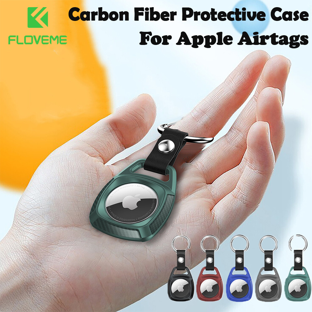 FLOVEME Cho Ốp Apple Airtag Ốp Bảo Vệ Sợi Carbon Vỏ Móc Khóa Chống Sốc, Ốp Bảo Vệ Airtag Thiết Bị Chống Mất TPU Theo Dõi Apple