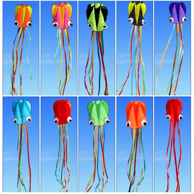Cartoon Octopus Kite Kids Outdoor Fun Toys Flying Kite Gifts 400Cmx70cm Foldable Soft With Handle Line Reel Windsock Sport Games