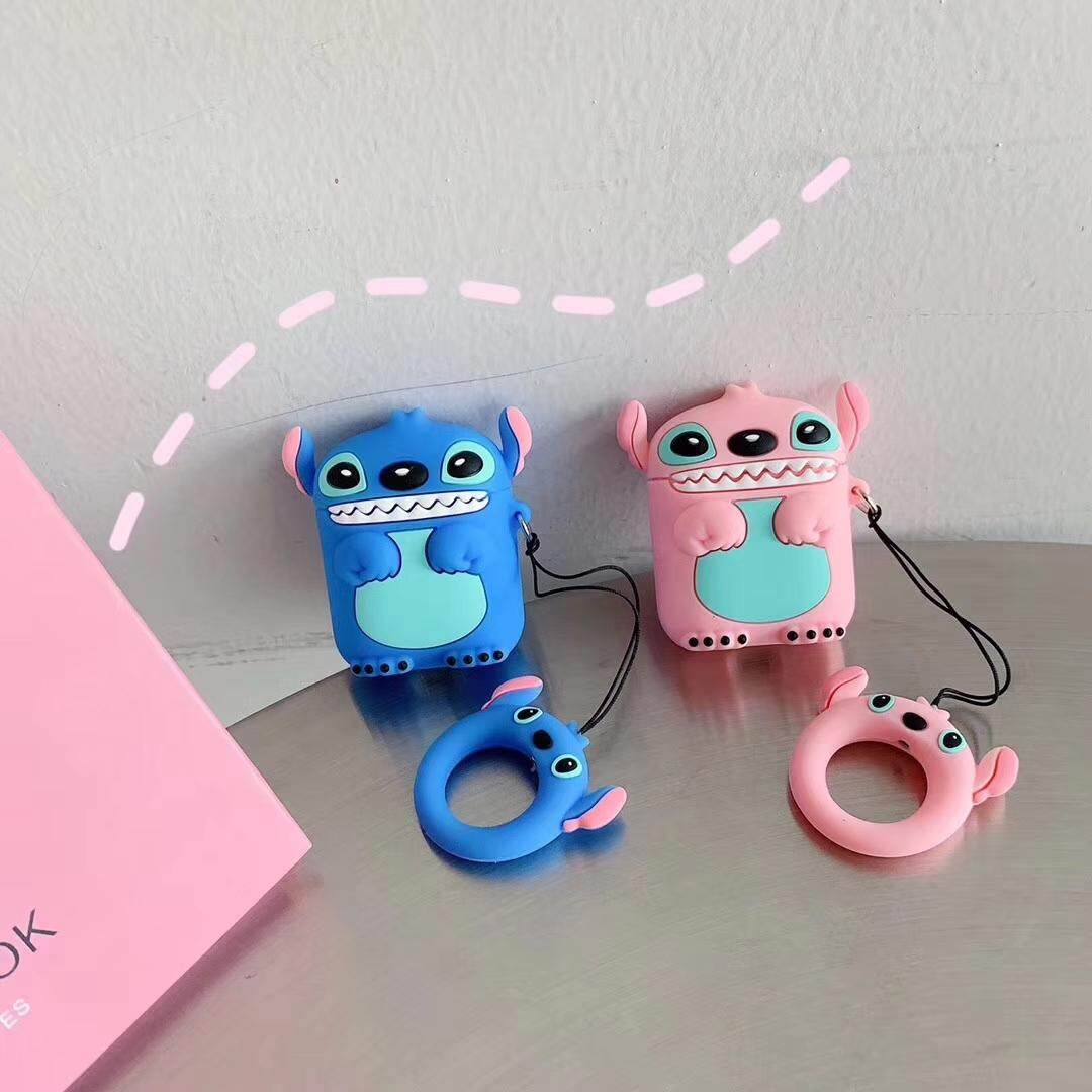 Dễ Thương Nhân Vật Hoạt Hình Stitch Trường Hợp Tai Nghe Cho Apple AirPods1 2 3 Pro Silicone Bìa Vỏ Bọc Headphone Bao Đựng Air Pods Phụ Kiện Bảo Vệ AirPod Màu Hồng Màu Xanh