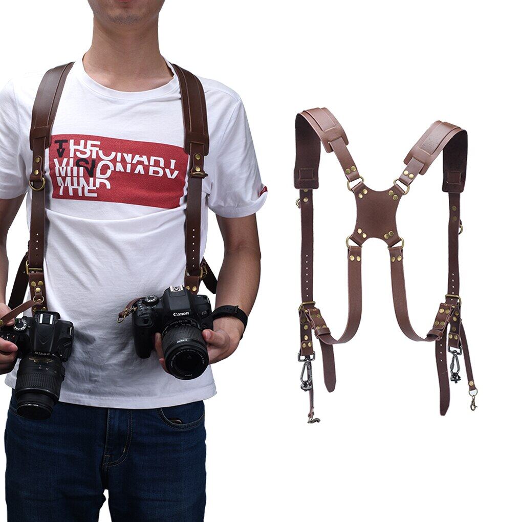 Dây đeo máy ảnh kỹ thuật số dây đeo dslr bằng da dây đeo vai đôi phụ kiện chụp ảnh dây đeo thiết kế đỉnh cao