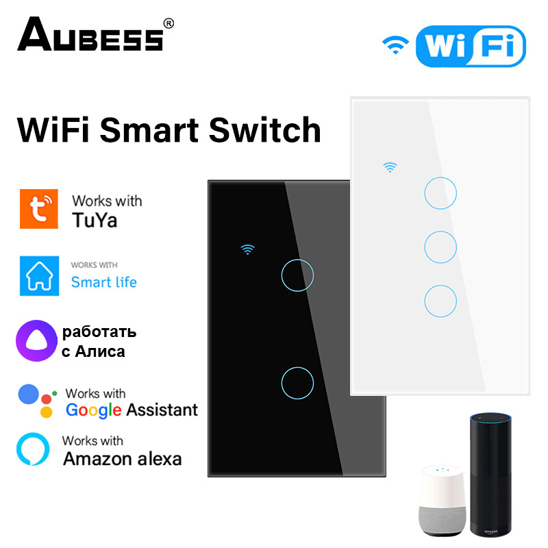 Công tắc cảm ứng thông minh wifi tuya 1/2/3/4 nút gắn tường đèn gia đình dây trung tính 120*72mm cho alexa và trợ lý nhà gugle