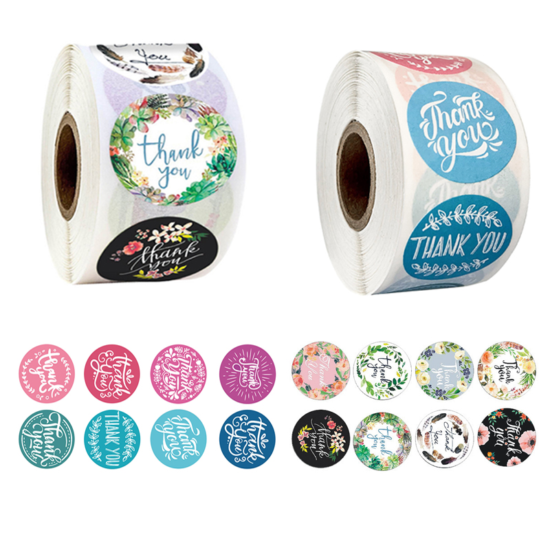 SHOOTHE 500 Cái Nhãn Giấy Cảm Ơn Bạn Sticker DIY Tay Tài Khoản Giáng Sinh Trang Trí Cho Gói Văn Phòng Phẩm Món Quà Đẹp Đa Mục Đích 2 Phong Cách 2.5CM/3.8CM