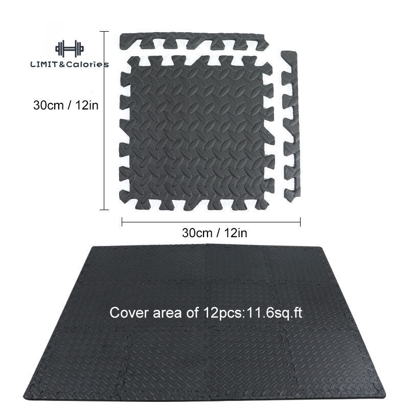 16 Cái Thảm Tập Gym Bảo Vệ Sàn Thể Thao Hình Hạt Lá EVA 30*30Cm, Thảm Nối Xốp Mềm Chống Trượt Thảm Yoga Tập Luyện Phòng Sốc Dày