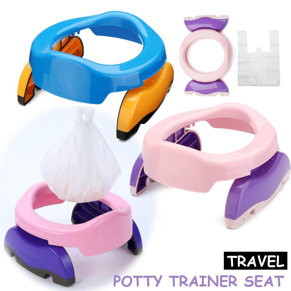 Generic Foldable Portable Travel Potty Chair Toilet Seat For Baby Kids Plastic Seat Lip Pink