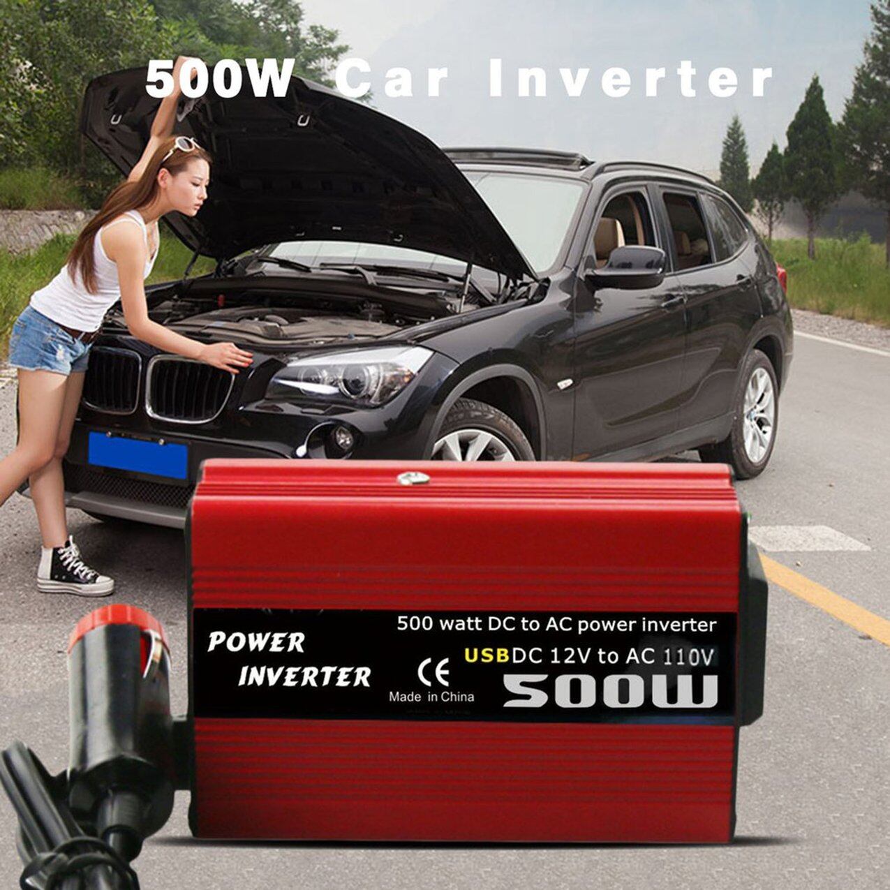 Oh 500w dc to ac power converter dc 12v to 110v 220v ac car inverter with dual usb