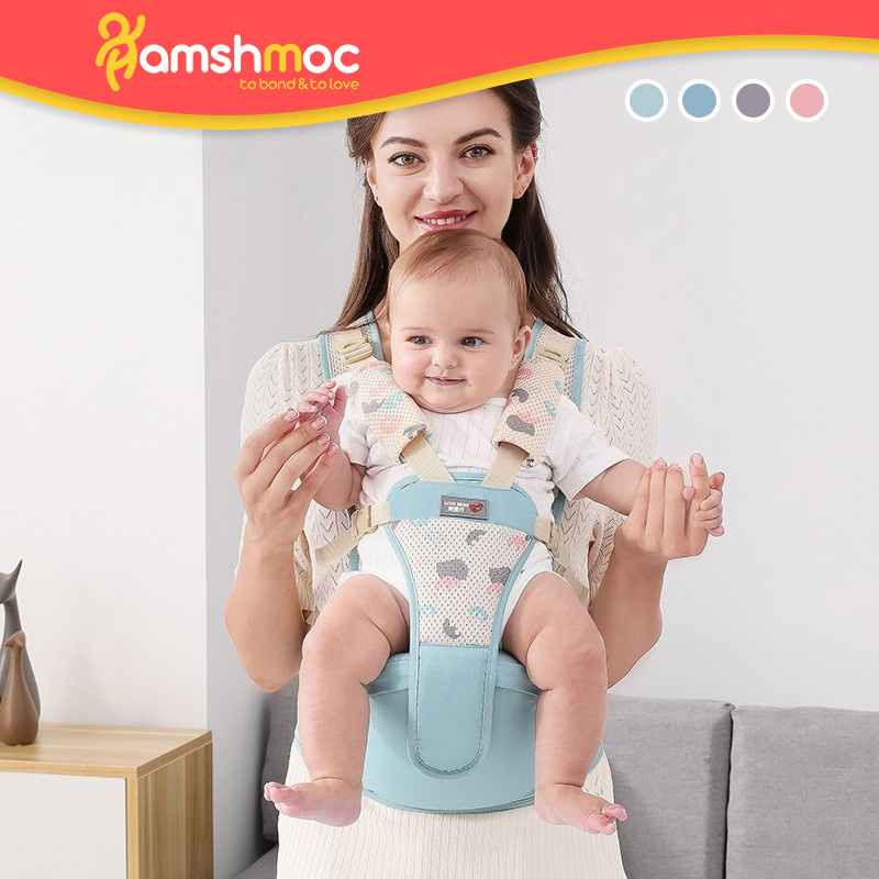 HamshMoc Ergonomic Safety Baby Carrier Backpack 3 In 1 Multifunctional Hipseat Carrier for Infant Newborn Toddler Kid Breathable Comfortable Easy Wear Labor Saving Traveling Bag