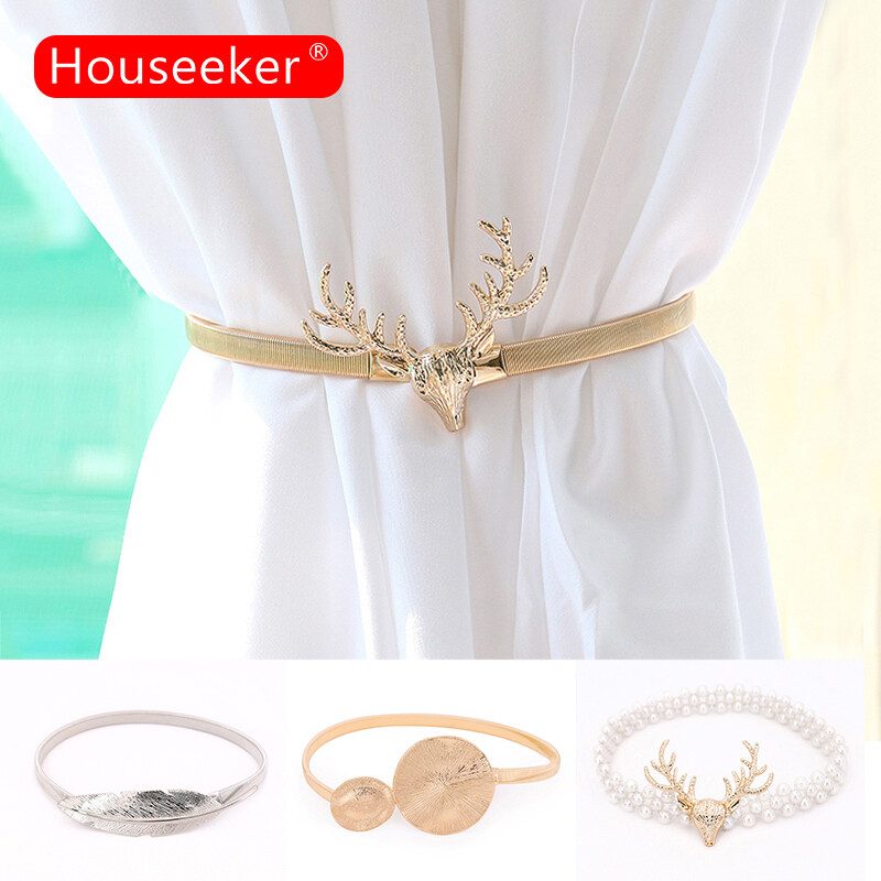 Houseeker Vàng Bạc Màu Nai Sừng Tấm Rèm Khóa Cửa Sổ Rèm Tieback Chủ Clips Rèm Dây Đeo Phụ Kiện Trang Trí Giáng Sinh