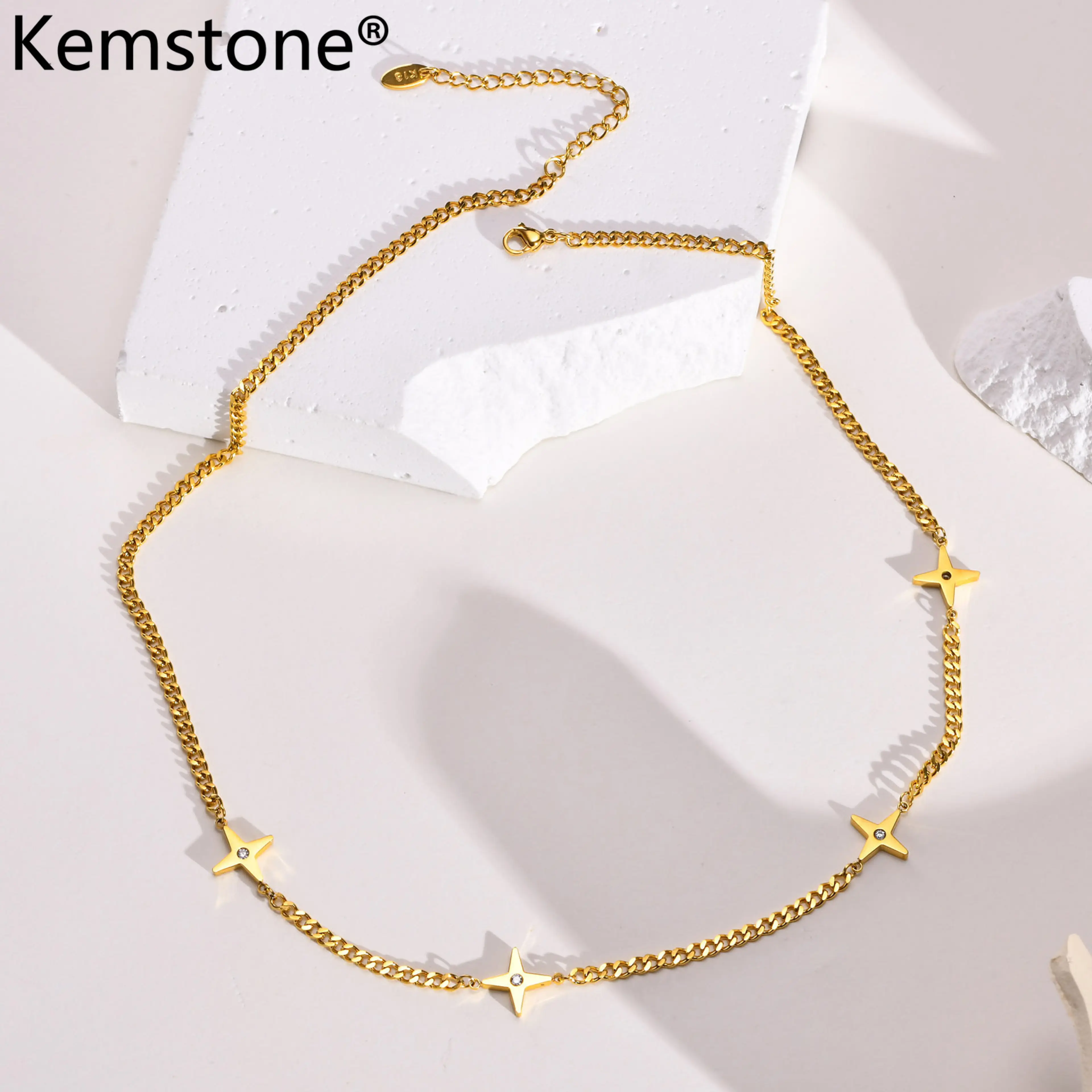 Kemstone Stainless Steel Female Star Gold Plated Chain Necklace Jewelry Gift