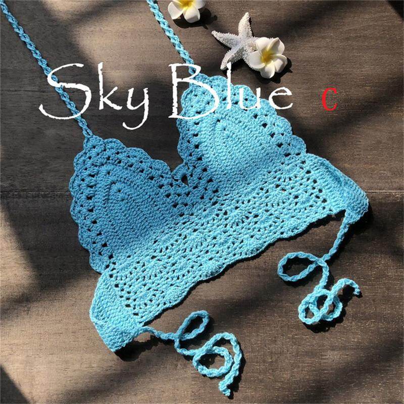 MHBikini Women Crochet Lace Bralette Knit Bra Beach Bikini Halter Crop Bath Tops MHBikini Women Crochet Lace Bralette Knit Bra Beach Bikini Halter Crop Bath Tops