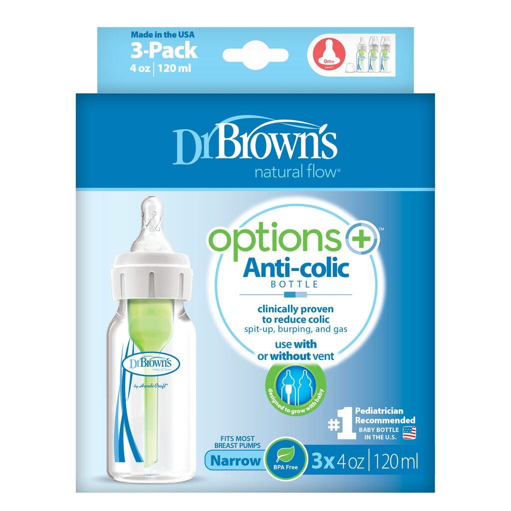 Combo 3 bình sữa dr.brown’s cổ hẹp 120ml nhựa pp options +