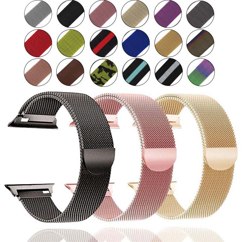 Dây Lưới Milanese Cho Apple Watch Dây Đeo Bằng Thép Không Gỉ 44 Mm 40Mm Cho IWatch Kích Thước 42Mm 38Mm Cho Apple Watch 5 4 3 38 42 44 Mm
