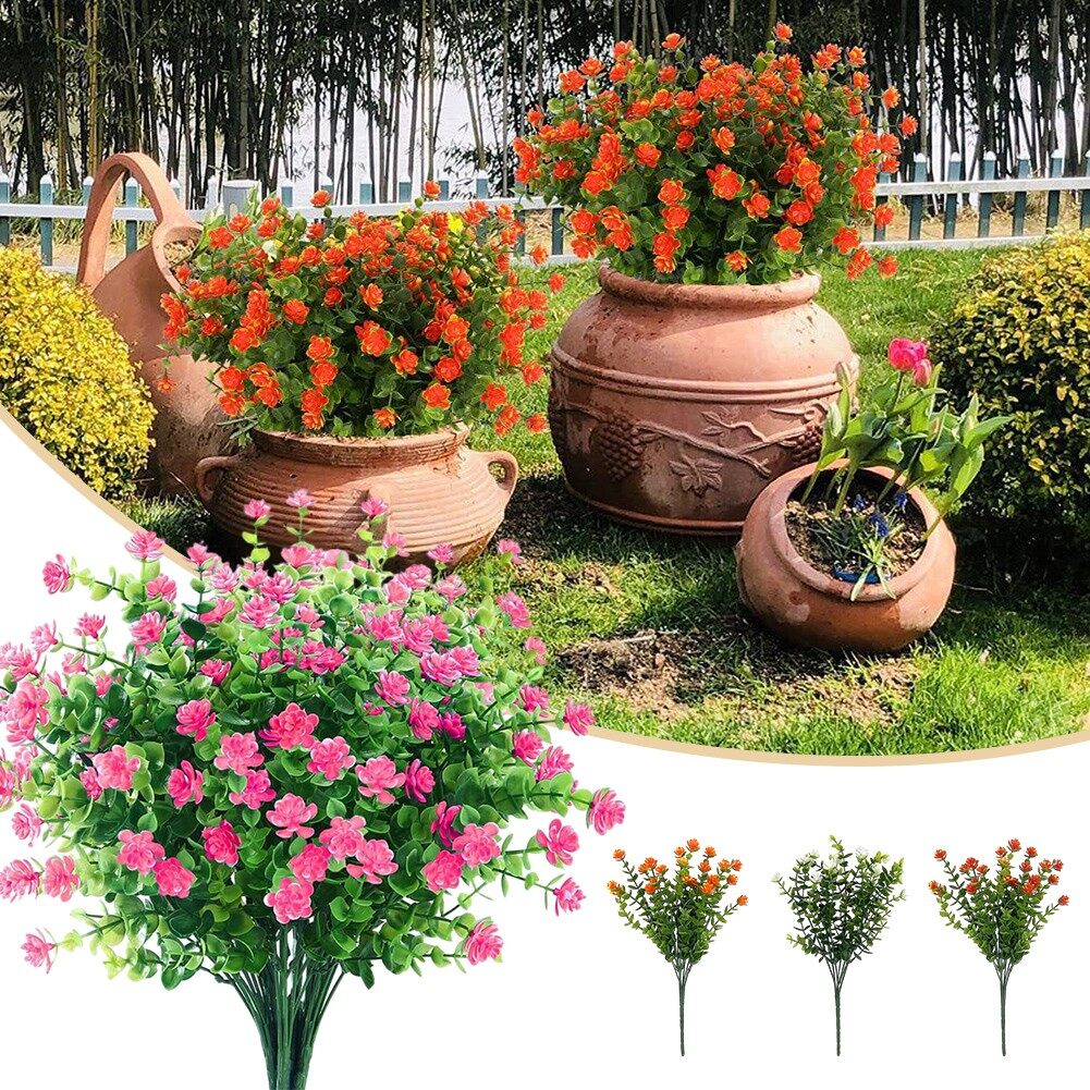 Trang trí phòng ăn 7 đầu bạch đàn Camellia cây nhựa trang trí