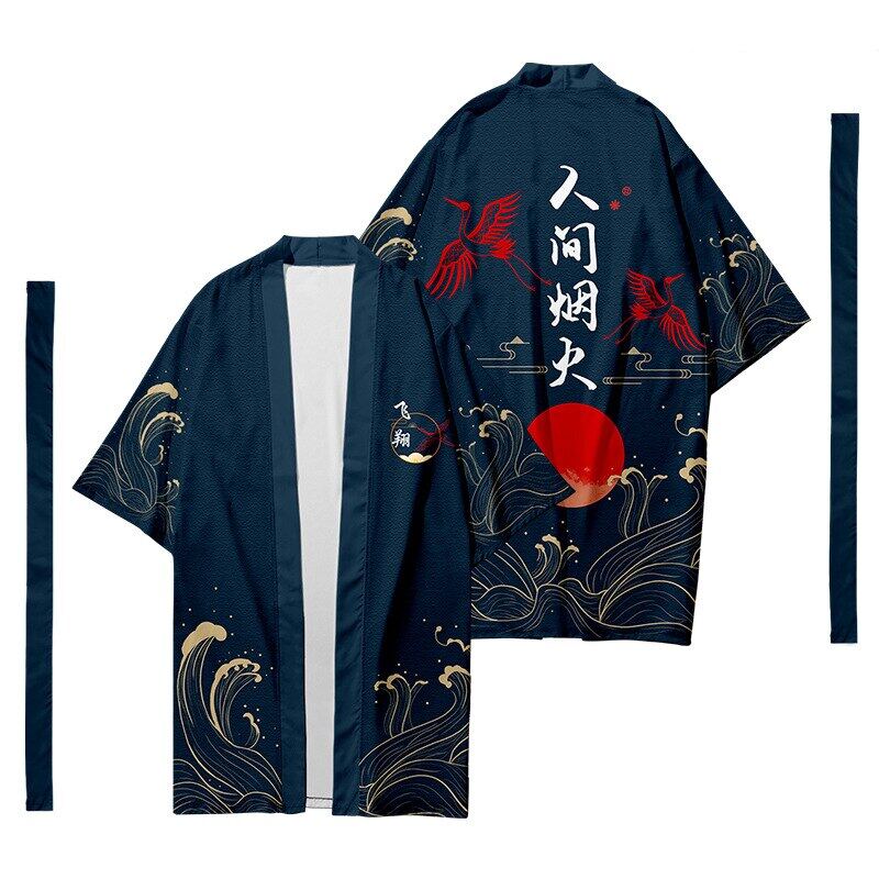 Áo Kimono Nam Dài Nhật Bản Áo Cardigan Kimono Samurai Trang Phục Kimono