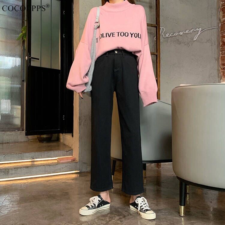 Quần lửng ống rộng cocoepps cho nữ, quần ống rộng, cạp cao, phong cách retro Hàn Quốc, mùa xuân thu 2020