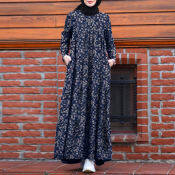 ZANZEA Muslimah Floral Abaya Maxi Dress (MOMONACO)