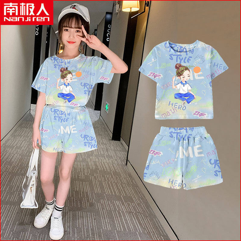 Two Piece Summer Boys and Girls Baby Set Cartoon Cotton T