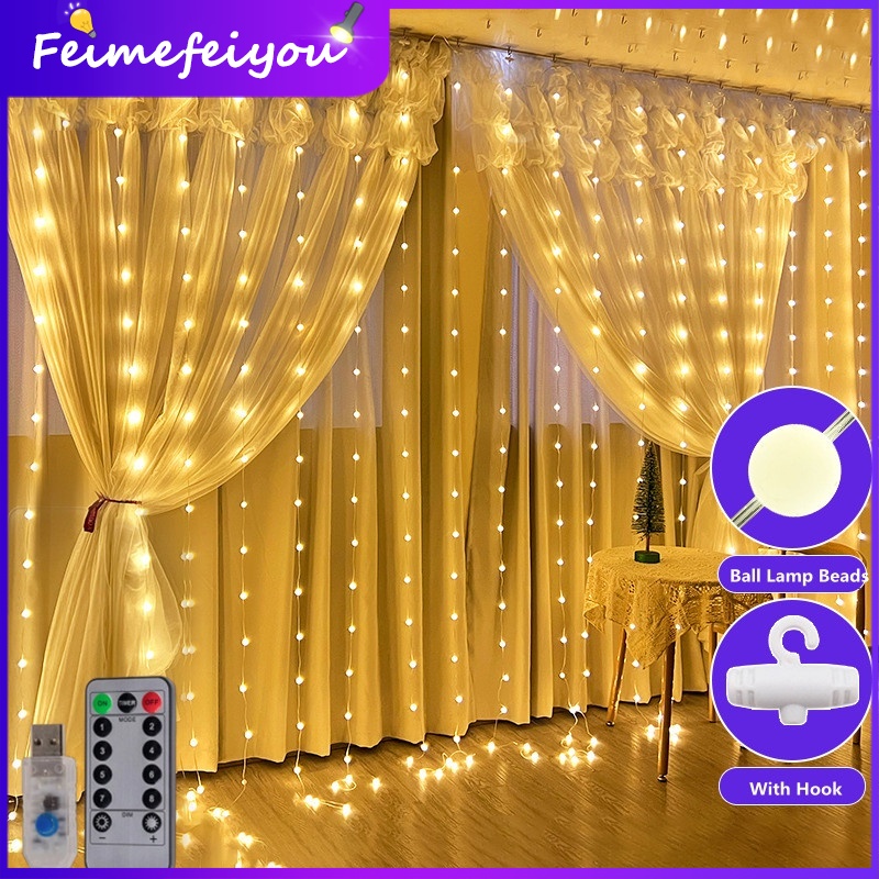 Led Ball Hook Curtain Lights 3M Usb Copper Wire Fairy Light Remote Control Living Room Bedroom Christmas Wedding Decoration Lamp ราคา 858 บาท*ส่งฟรี