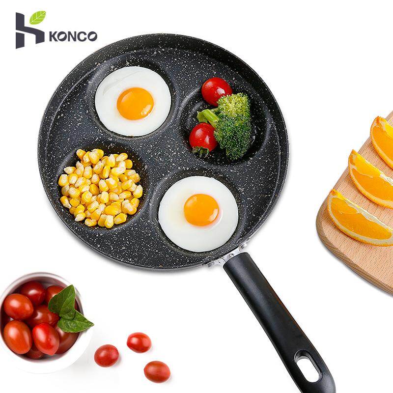 Chảo Omelet Bốn Lỗ Konco Dụng Cụ Làm Bánh Kếp Trứng Giăm Bông Chảo Rán Chảo Nướng Bữa Sáng Sáng Sáng Tạo Không Dính Khói Dầu Nồi Nấu Ăn