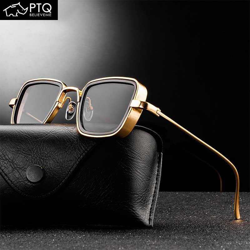 PTQ Square Sunglasses Men Retro Metal Trend Sun Glasses Steampunk Sunglasses Ladies Eyewear UV400