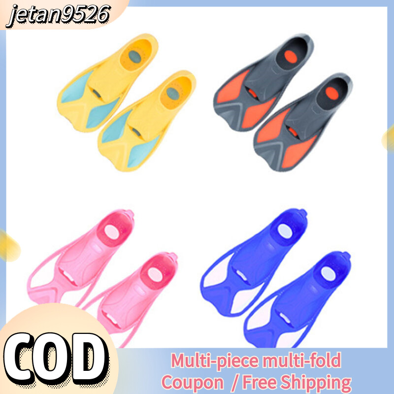 【Ready Stock】1 Pair Children Swimming Fins 4 Size 30-37 Short Flippers Diving Shoes Diving Swimming Equipment