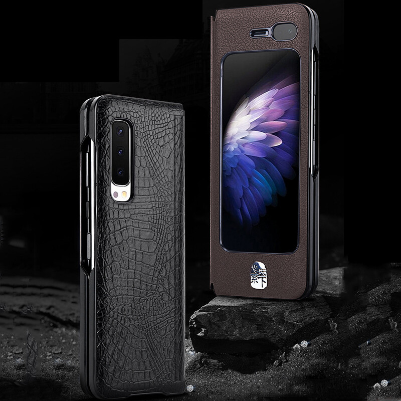 Ốp Lưng Gập Funda Cho Samsung Galaxy Fold 1 Fold W20 5G Ốp Lưng Điện Thoại Di Động Da PU Xiêm Bảo Vệ Toàn Diện Gấp 1