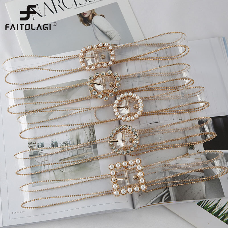 Thắt lưng vô hình trong suốt thời trang cho nữ dây đeo thắt lưng rộng có khóa hình trái tim vuông tròn trong suốt thắt lưng nữ phong cách punk mới